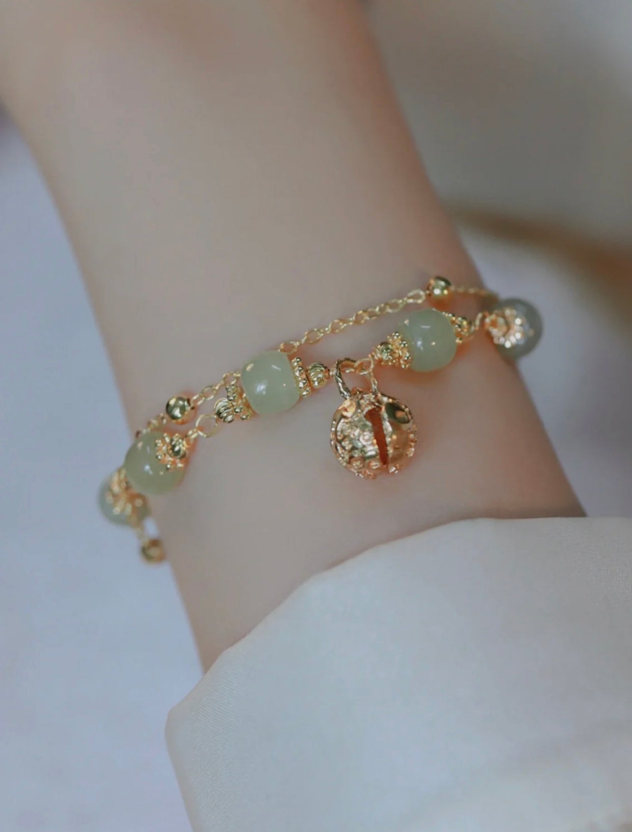 Natural Green Jade Luck and Protection Bracelet