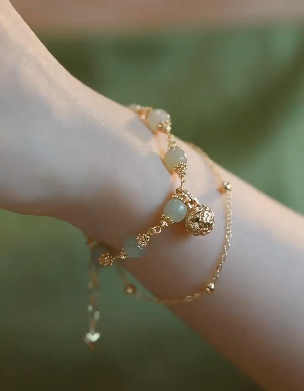 Natural Green Jade Luck and Protection Bracelet