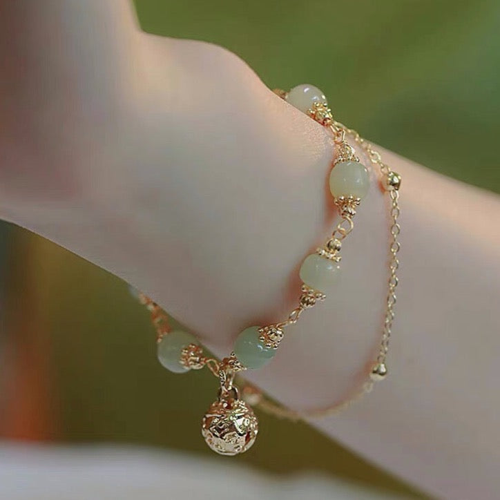 Natural Green Jade Luck and Protection Bracelet