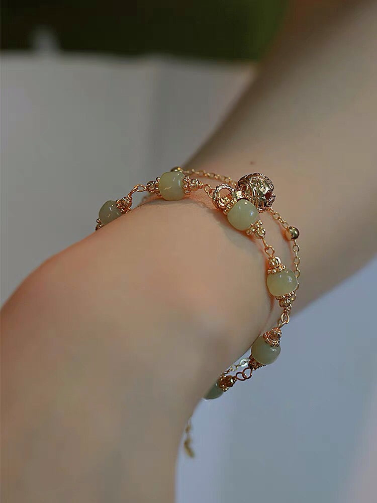 Natural Green Jade Luck and Protection Bracelet